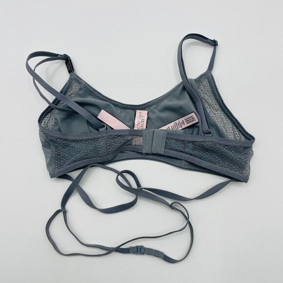 Victorias Secret Womens Size XS Wrap Around Strappy Mesh Bralette in Gray 665 - Picture 6 of 8